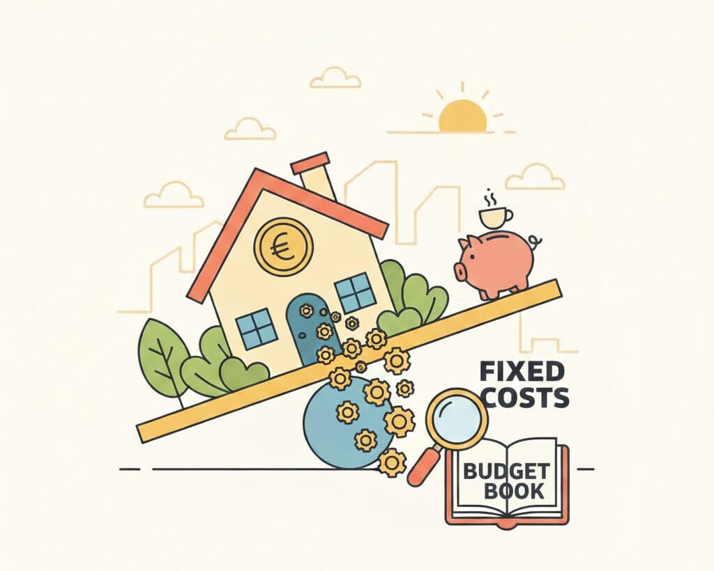 월세 시대의 고정비 압력: 집이 저금통보다 무거운 재무 불균형을 보여주는 일러스트.